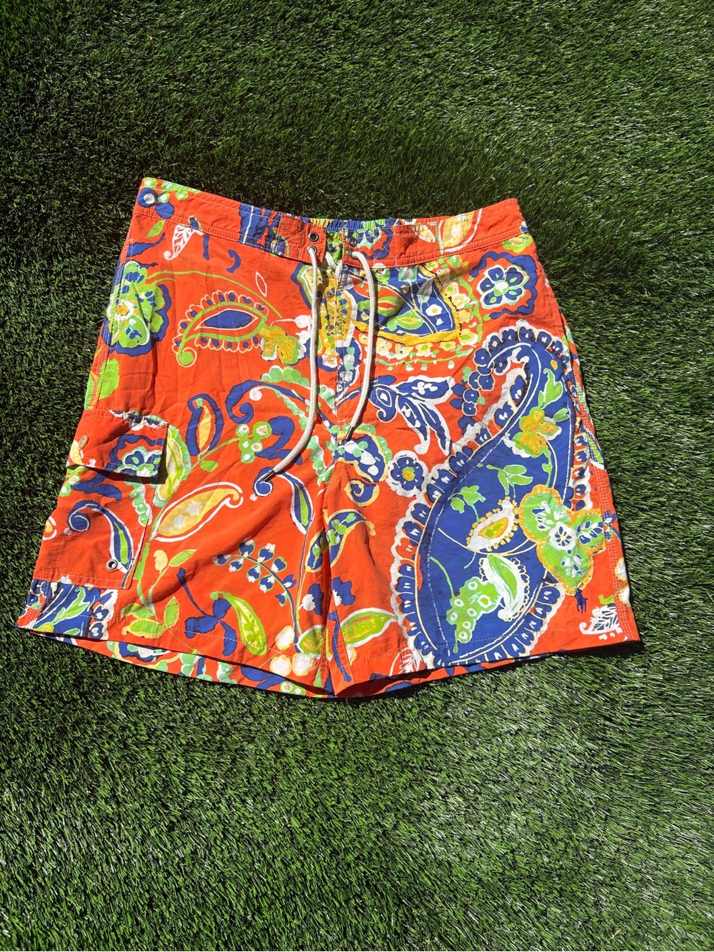 Vintage Polo by Ralph Lauren Men’s Paisley Swim Shorts Drawstring Lined